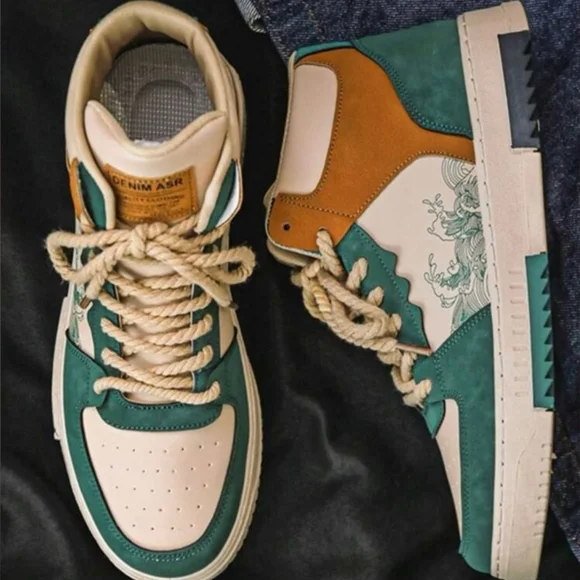 Men’s Cream and Green Sneaker Skate Shoes - Picture 3 of 8